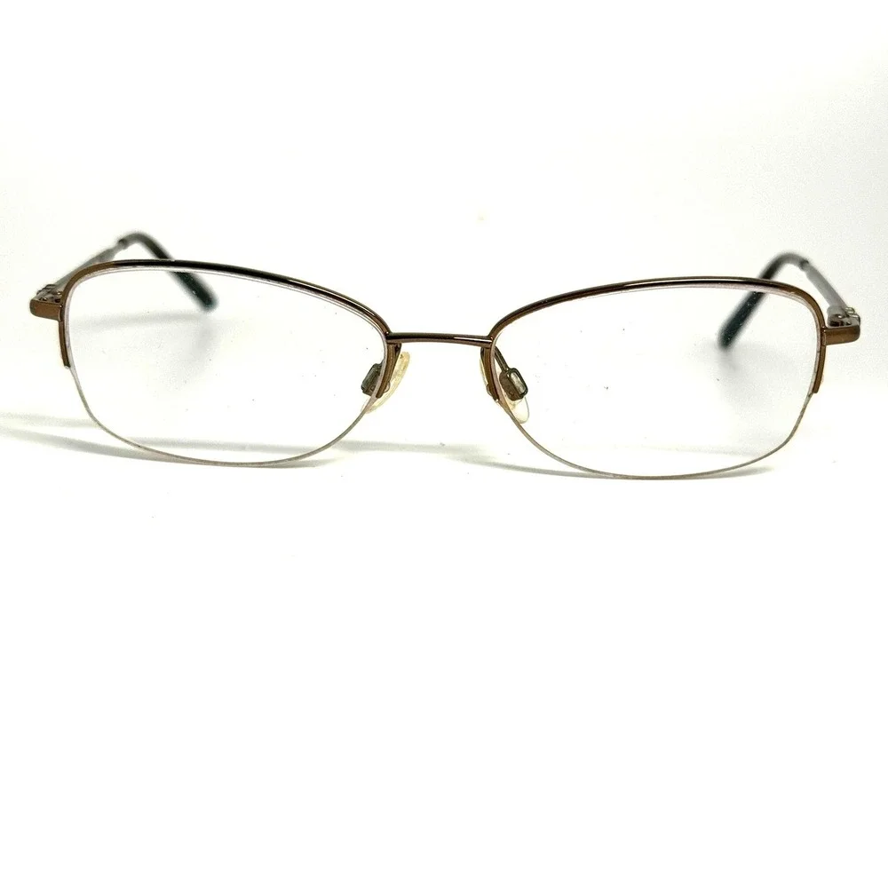 Elle EL13373 BR Brown Metal Semi-Rimless Cat Eye Eyeglass Frames 52-16-135